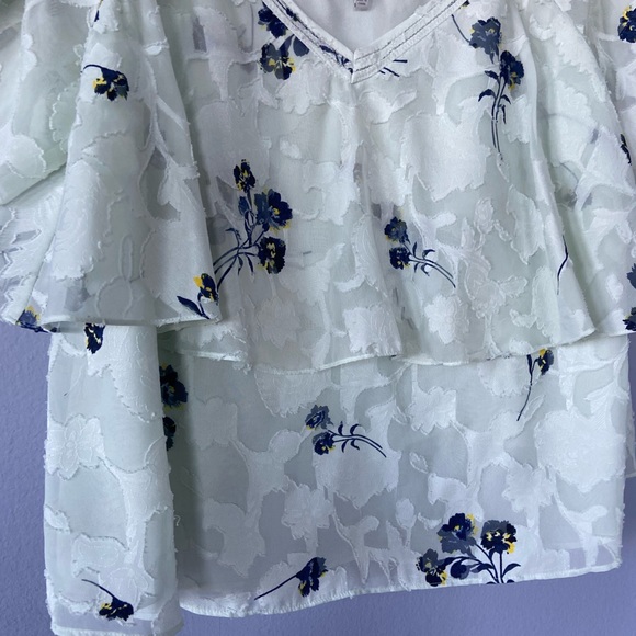 Lucky Brand Floral Cold Shoulder Top in Green Size 1X - Picture 5 of 7